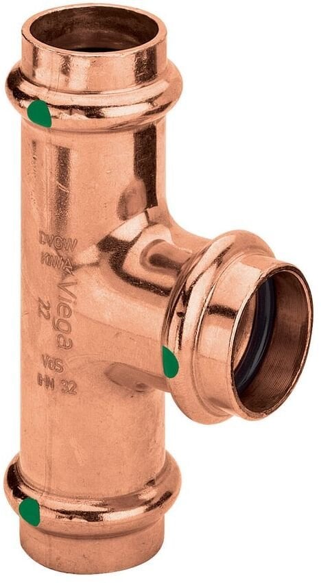 VIEGA Profipress tee 15x12x15 mm af kobber med SC-Contur