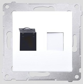 Kontakt-Simon Gniazdo komputerowe SIMON54 pojedyncze RJ45 kat.6 z przesłoną białe - D61.01/11