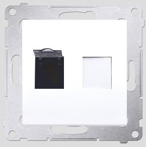 Kontakt-Simon Gniazdo komputerowe SIMON54 pojedyncze RJ45 kat.6 z przesłoną białe - D61.01/11