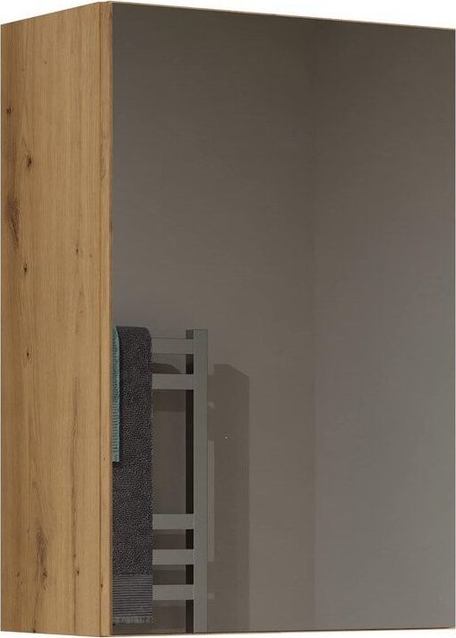 Topeshop Szafka wisząca do łazienki, lustro, Pola, 40x22x60 cm, dąb artisan, mat