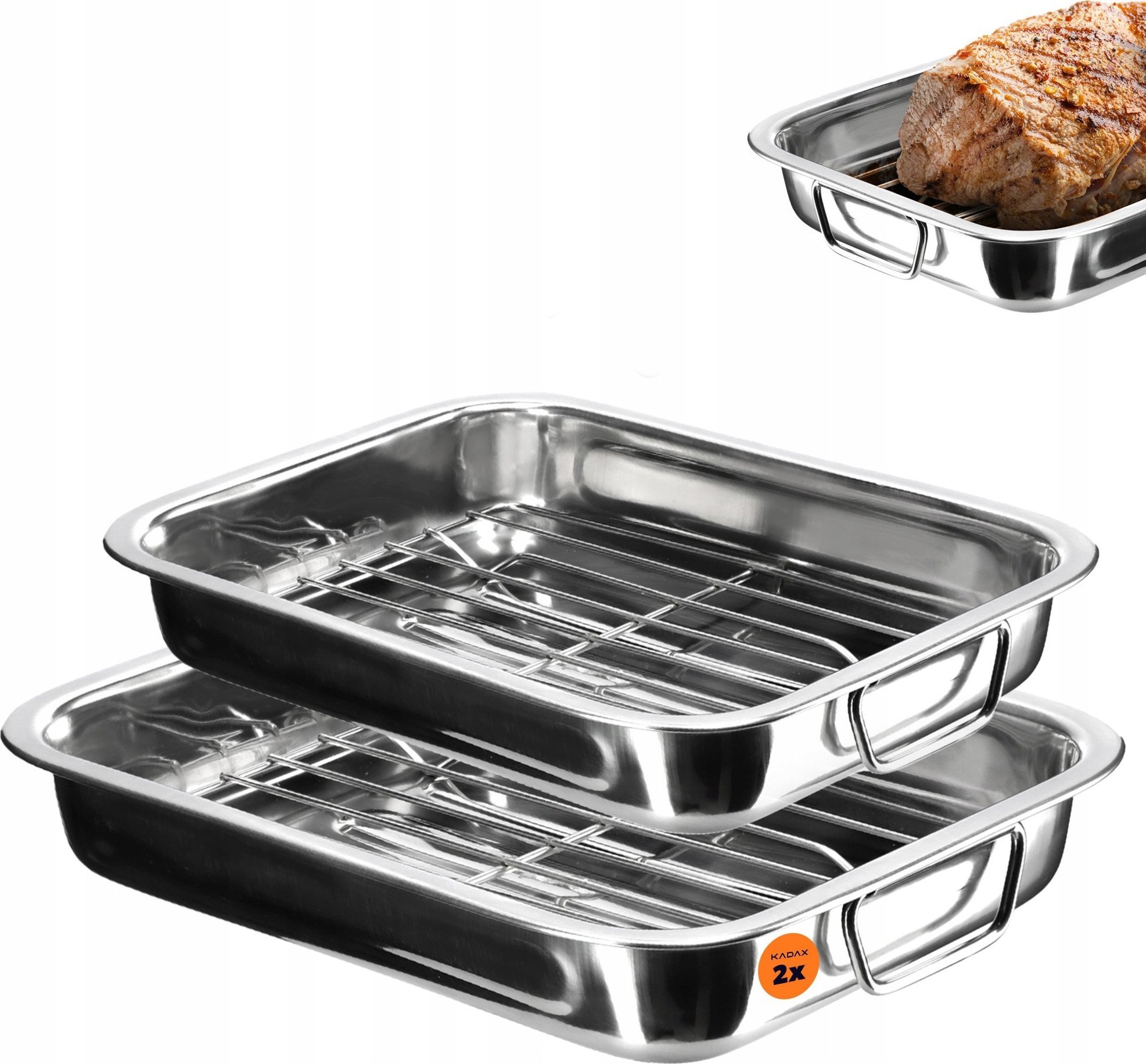 Kadax KADAX Blacha Z Rusztem Brytfanna Stal 30cm + 35cm