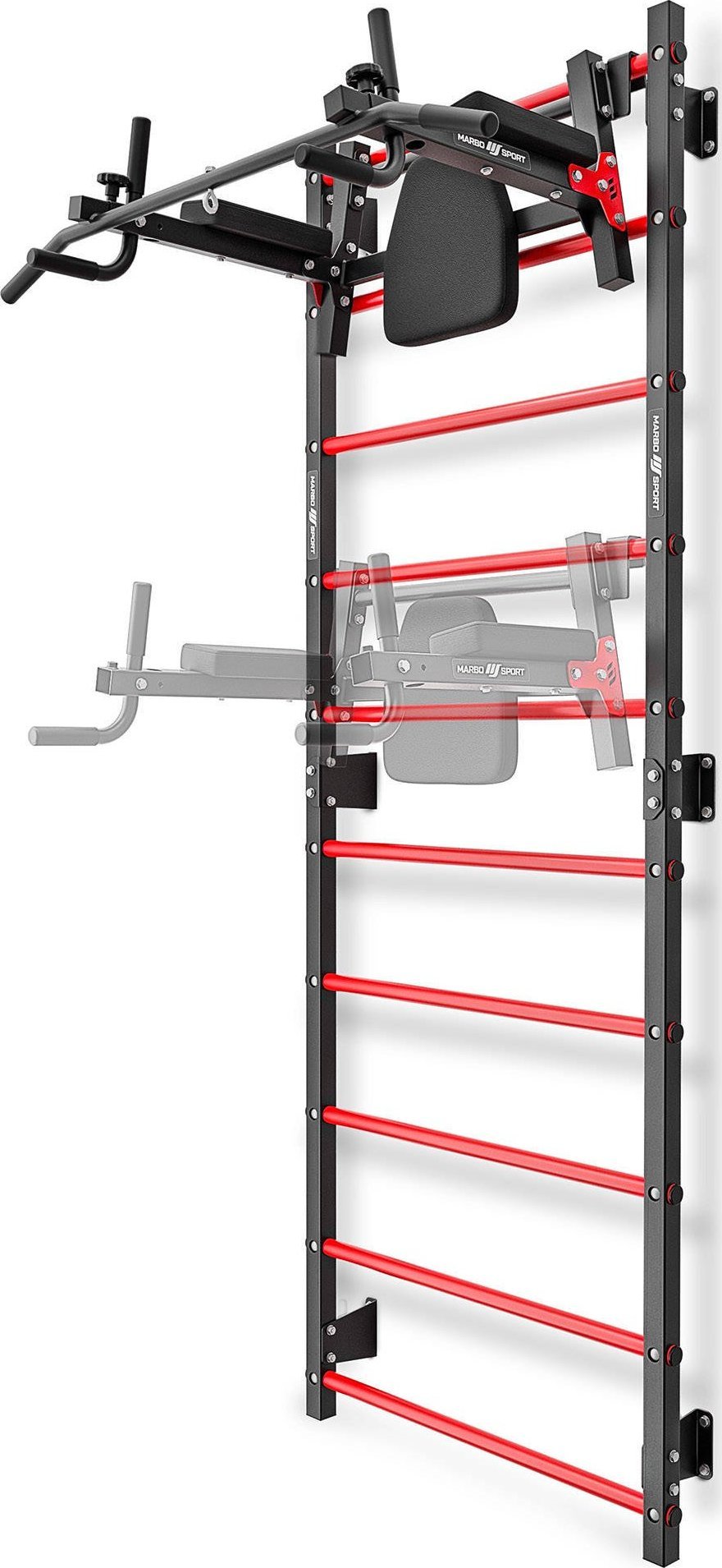 Zestaw MHU1 | Drabinka gimnastyczna metalowa MH-U204 + poręcz i drążek 2w1 MH-U205 - Marbo Sport