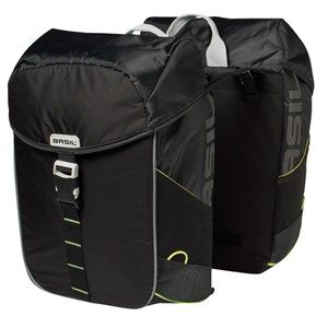 Basil Sakwa turystyczna podwójna MILES DOUBLE BAG 32L, mocowanie na paski, wodoodporny poliester, czarna (NEW) - BAS-17751