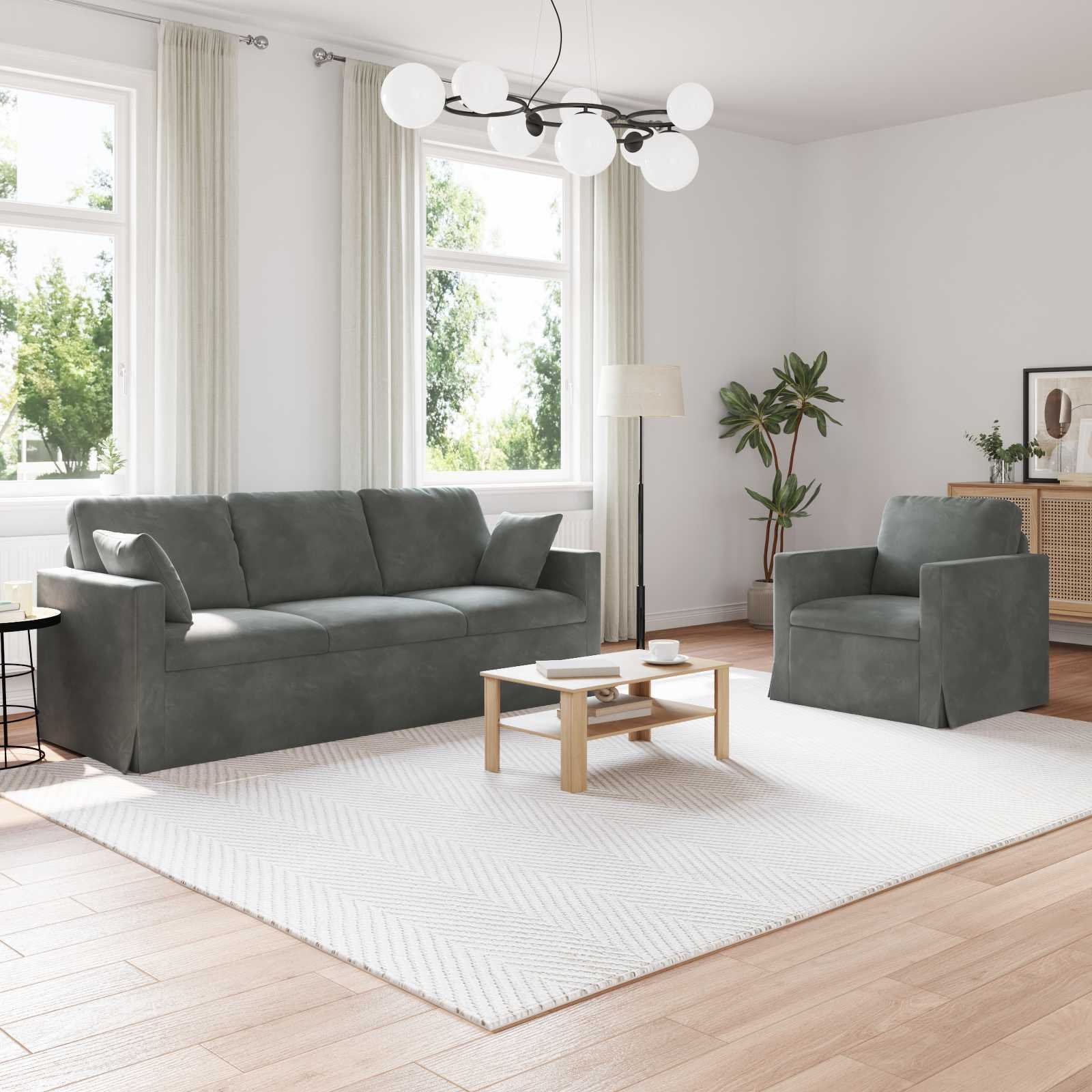 vidaXL Sofa 2 pcs Ciemnoszary