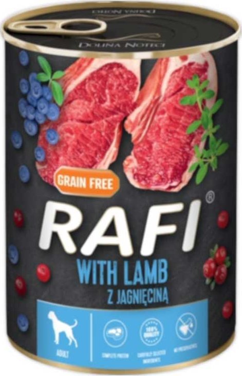 RafiPakiet Karma Dla Psa Rafi z Jagnięciną, Borówką i Żurawiną 800 G