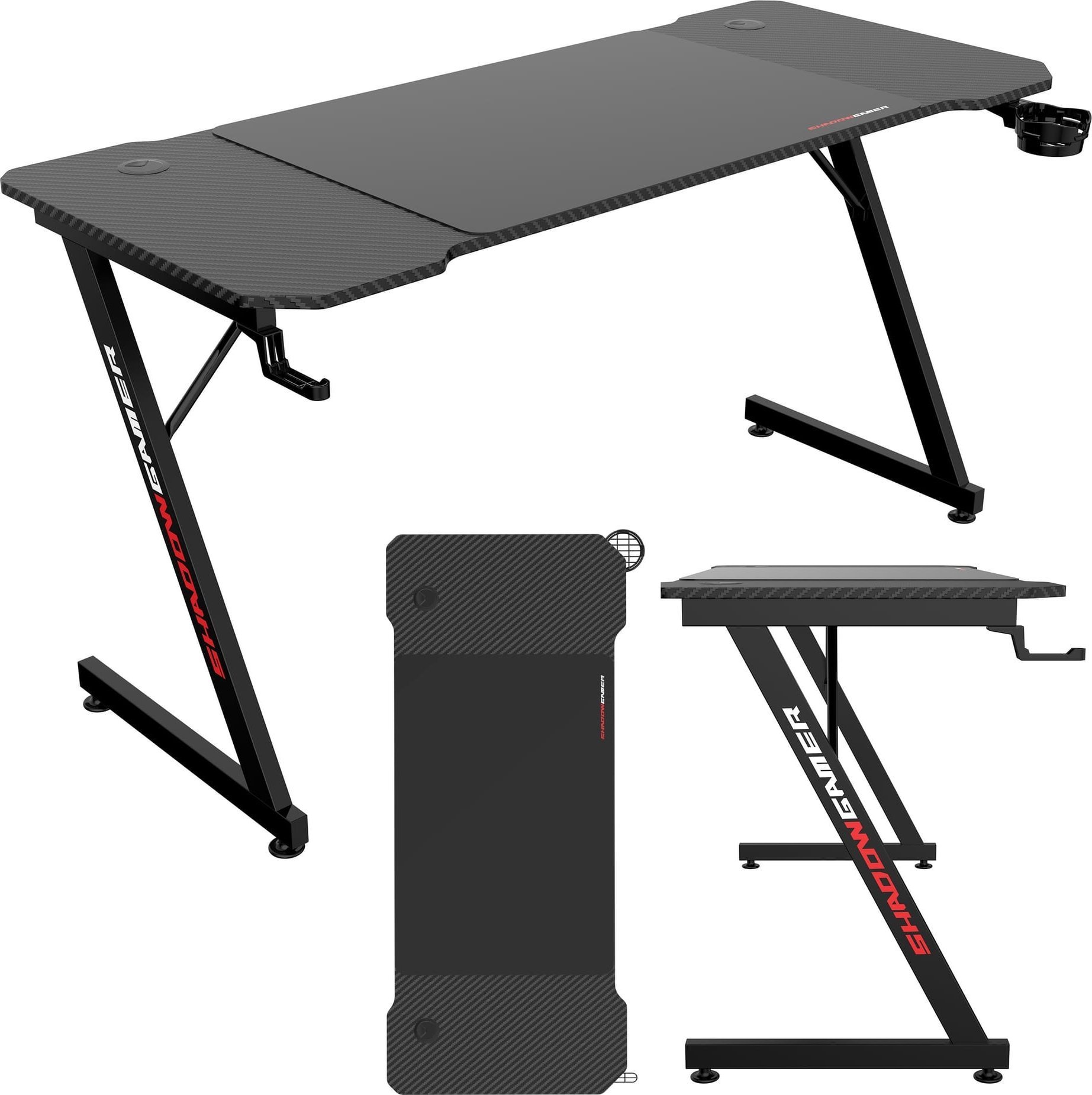 Biurko gamingowe SHADOW GAMER 1.0 140 cm podkładka