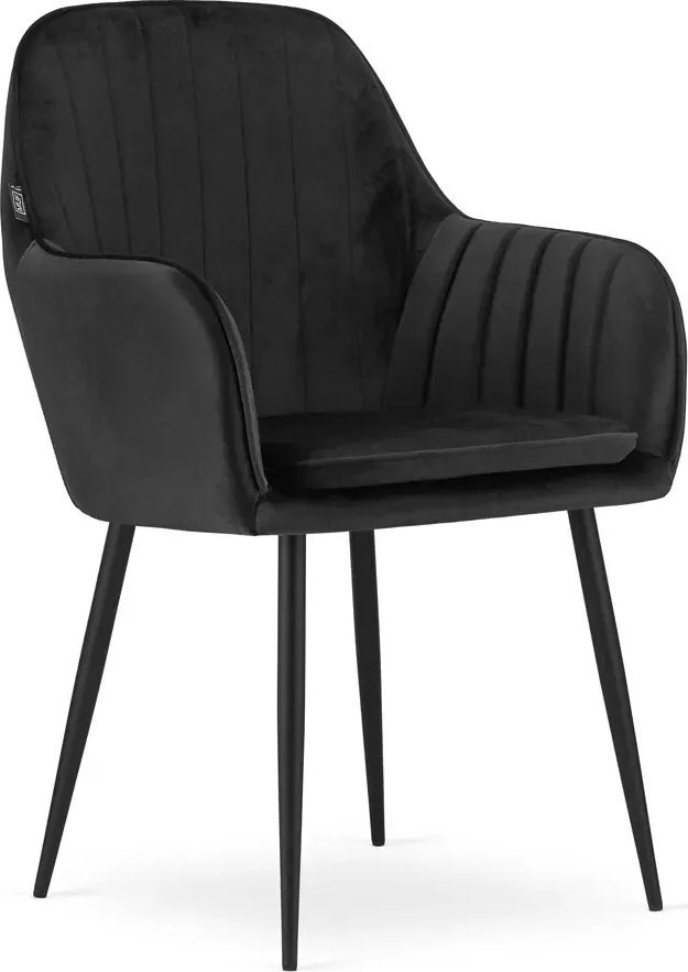 Elior Zestaw czarnych pikowanych krzeseł do salonu 2 szt. - Negros