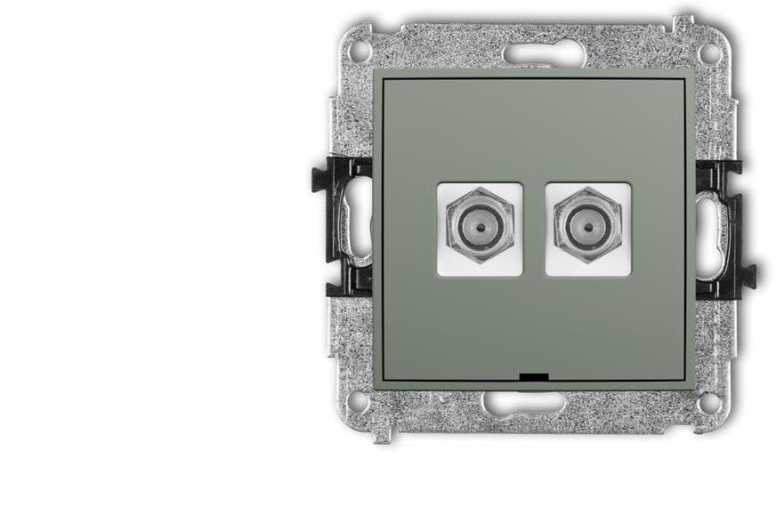 MINI Mechanizm gniazda antenowego podwójnego typu F (SAT) niklowany, bez pola opisowego szałwiowy 61MGFBO-2