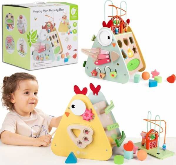 Classic World Drewniane Pudełko Manipulacyjne 10w1 Kurczak