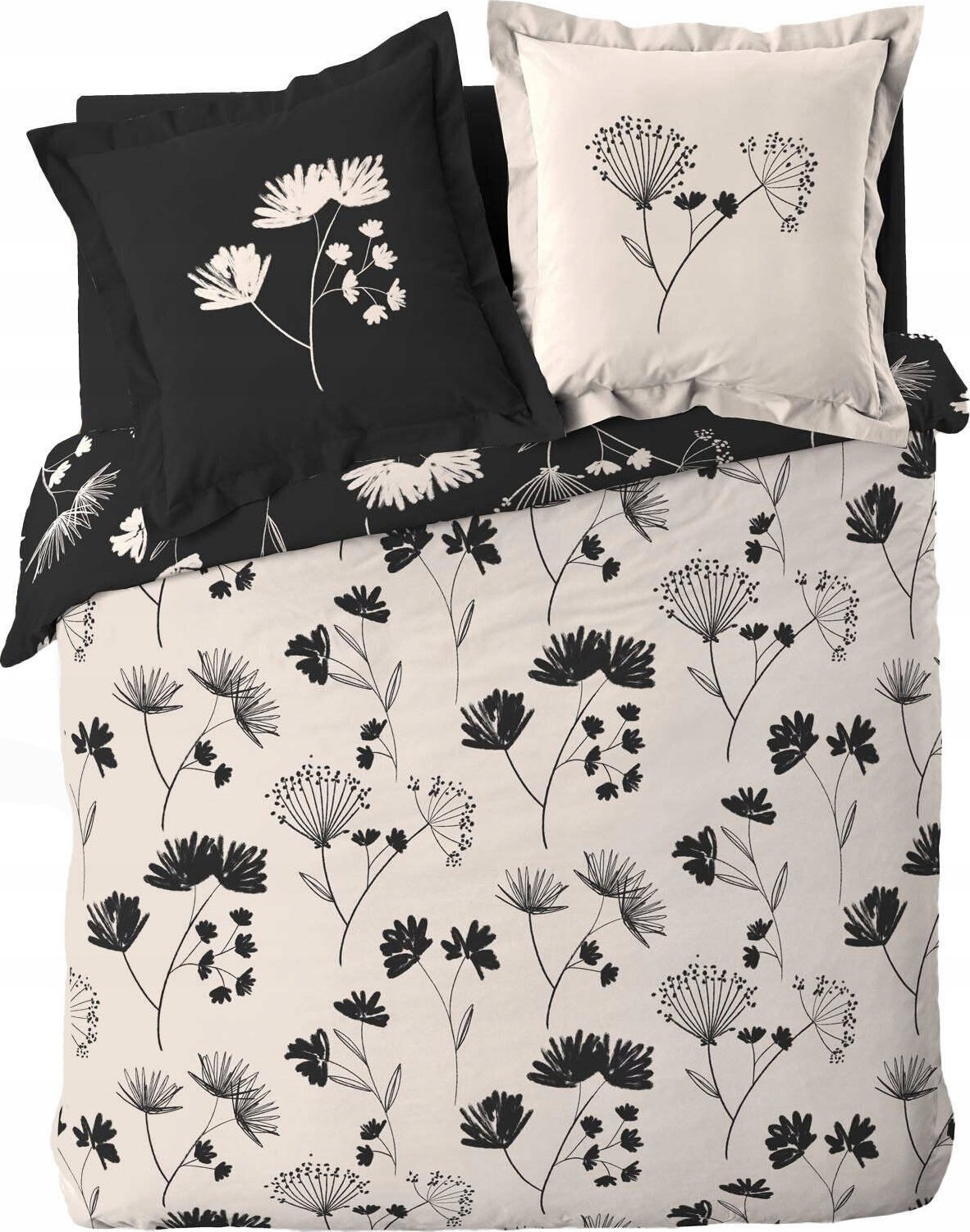Douceur d`Interieur Komplet pościeli bawełnianej z czarnym wzorem, IRIS, 240 x 220 cm