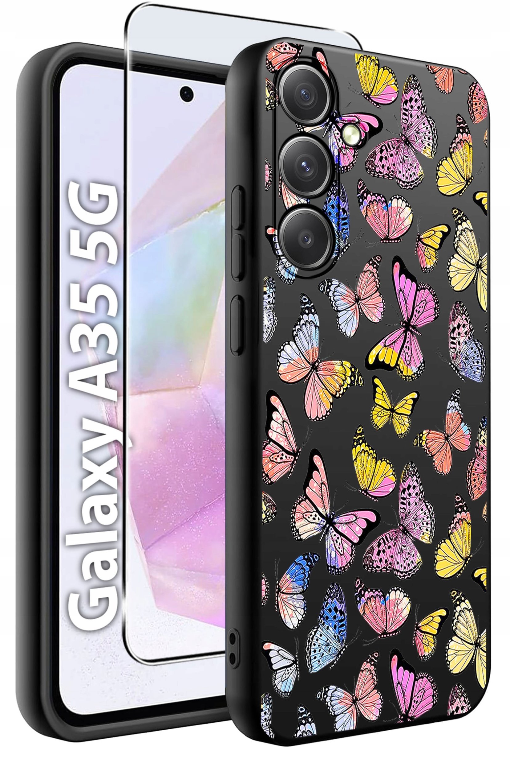 ETUI do Samsung A35 5G WZORY | SILIKONOWE MATT CASE + SZKŁO HARTOWANE 9H