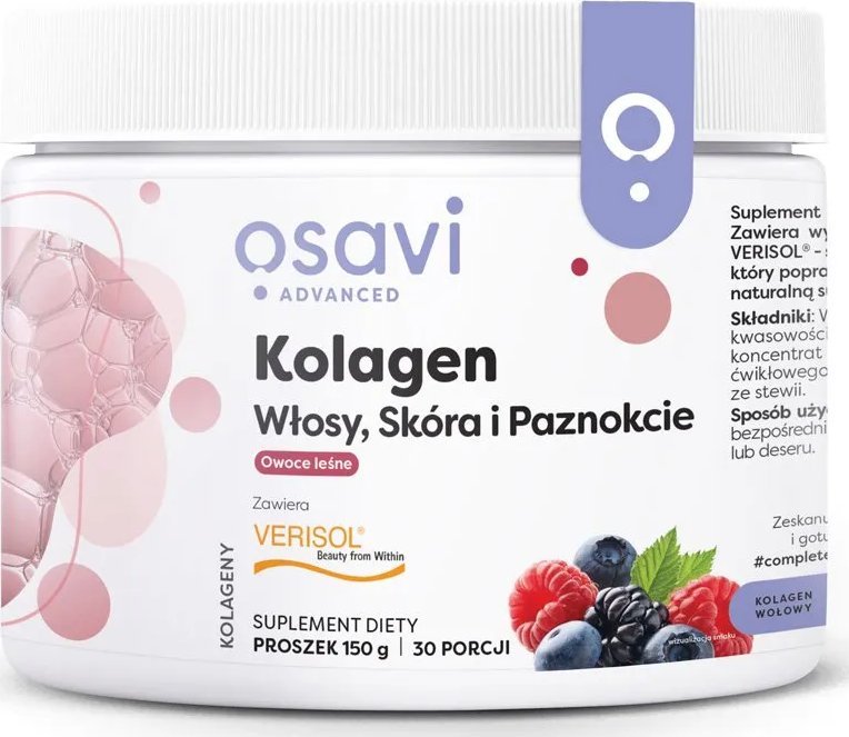 Osavi Osavi - Kolagen Włosy, Skóra i Paznokcie, Owoce Leśne, Proszek, 150g