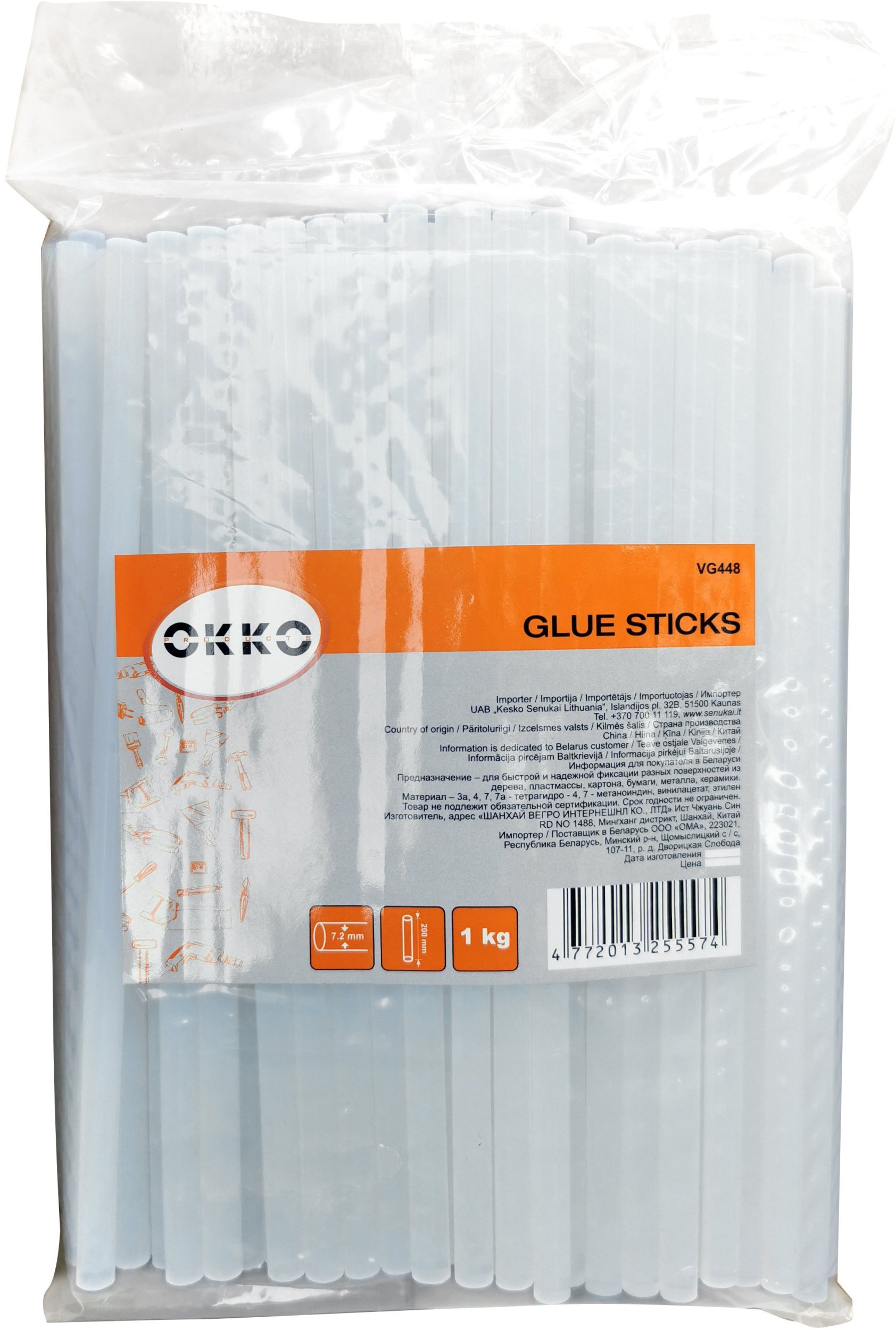 GLUE STICKS COLORLESS 7.2X200MM.1KG