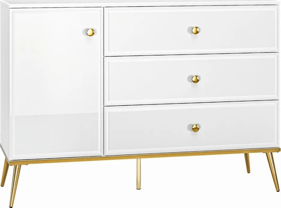 ML Meble Komoda GALENA 1D3S biały połysk ML MEBLE