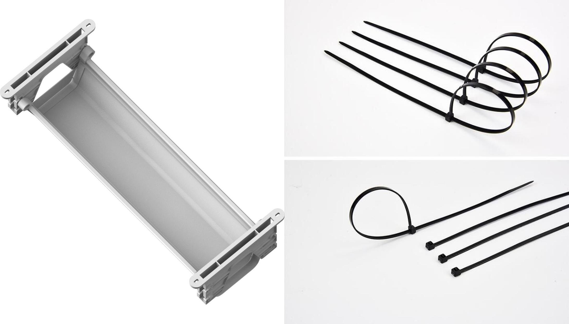 Organizer Mozos Organizer Mozos Maskownica Szary 1 sztuka (CT550WH) + Opaska zaciskowa Czarny 100 sztuk (MCABLE-L)