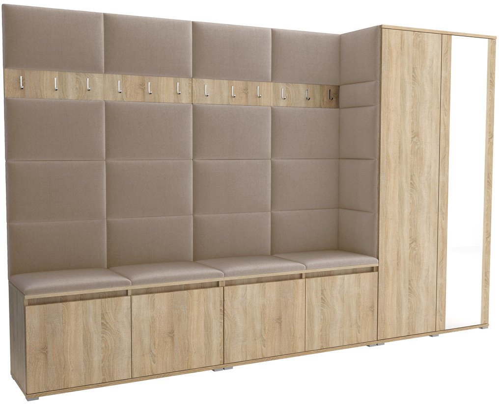 Tapicerowana garderoba Noris V z lustrem - kolor sonoma + tkanina Trinity 04