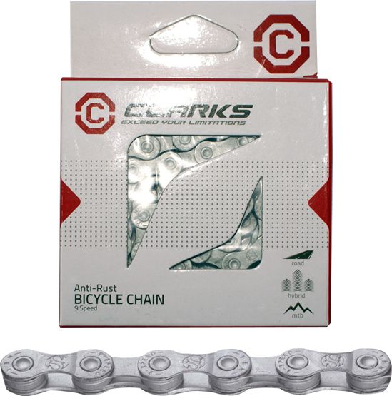 Clarks Łańcuch rowerowy YBN CL9 RB SHIMANO CAMPAGNOLO SRAM (9 Biegów, 1/2"x11/128", 116ogniw, 6.4mm, spinka do łańcuca) Antykorozyjny