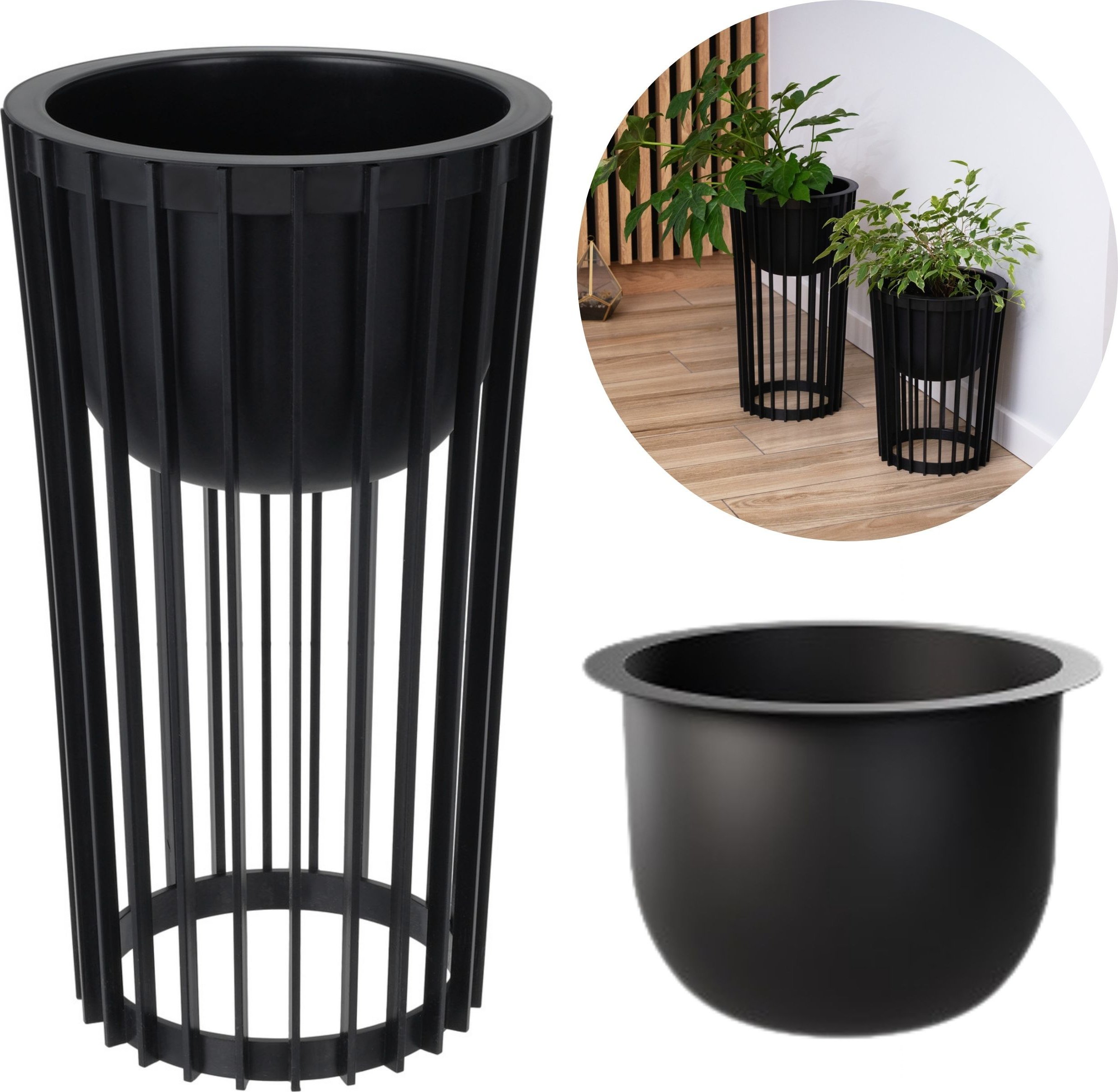 Kwietnik wysoki dwustronny Standy 54h Stojak na kwiaty + wkład wewnętrzny