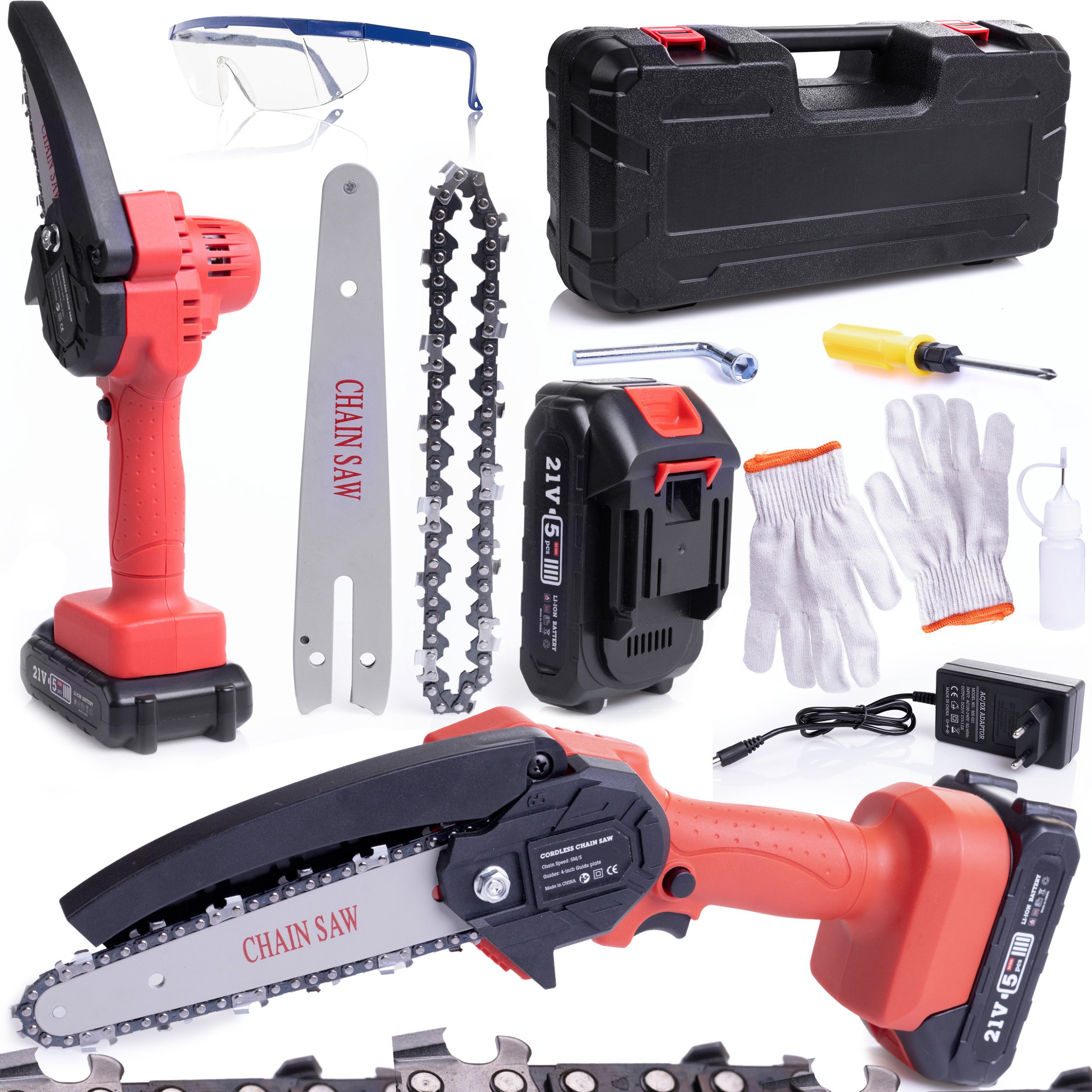 Piła Łańcuchowa Akumulatorowa Pilarka 6" Akumulator 21V Techrebal do Gałęzi Drewna