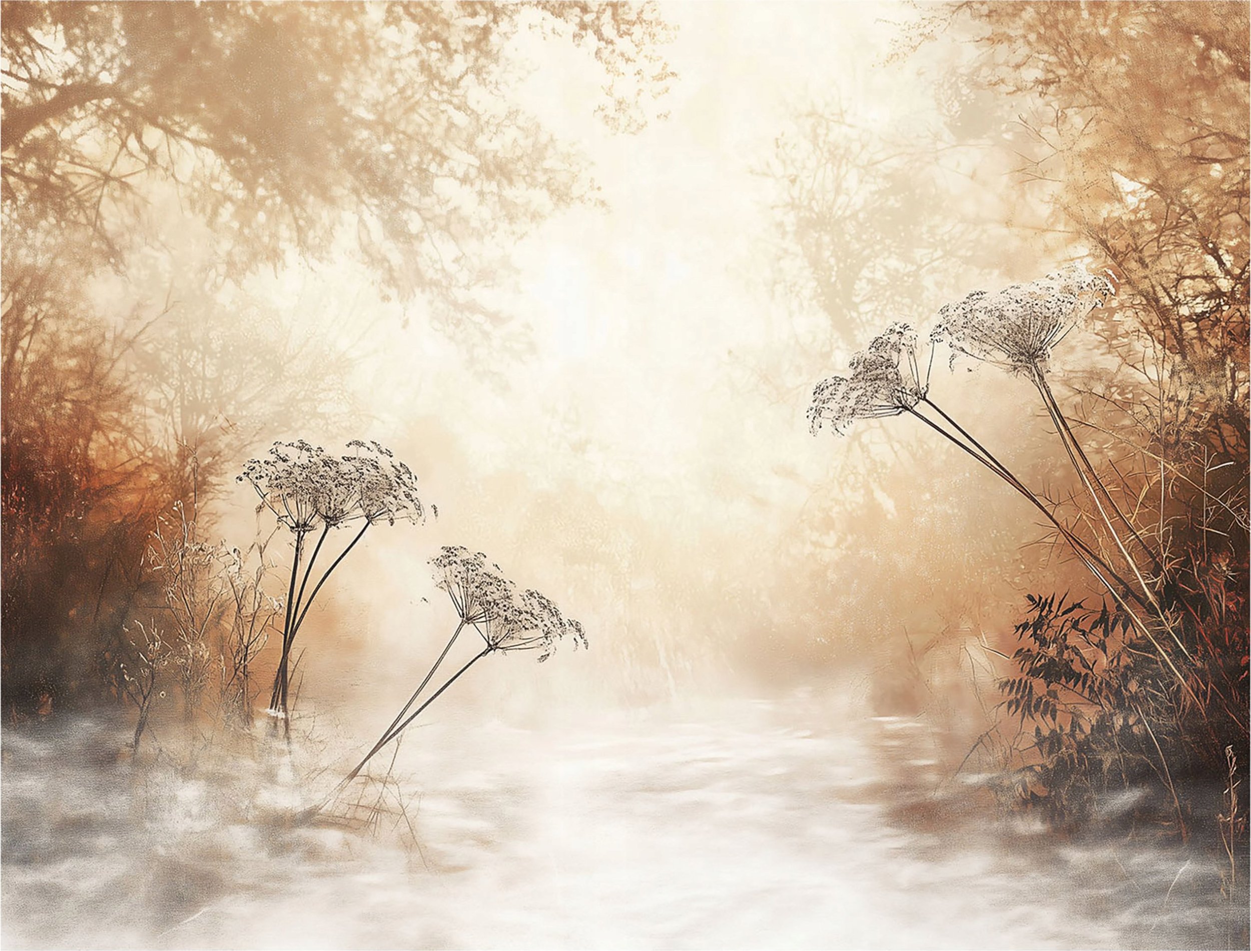 FOTOTAPETA DRZEWA LAS BOHO BEŻ NA FLIZELINIE SYPIALNIA SALON TAPETA 400x280