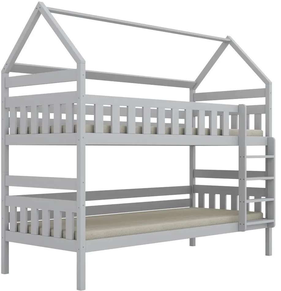 Łóżko piętrowe domek FELIKS 160x80 białe drewniane KOCOT KIDS