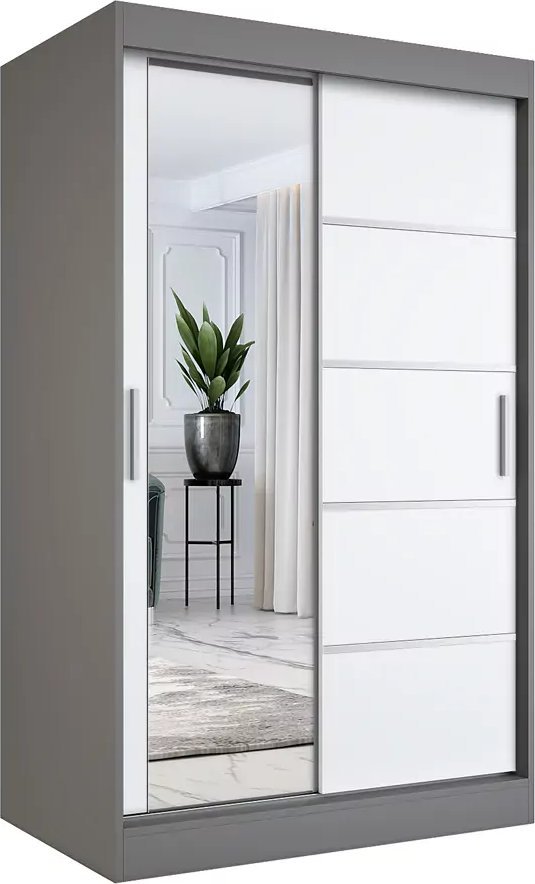 Elior Szafa przesuwna 120 cm antracyt + biały - Felix 3X