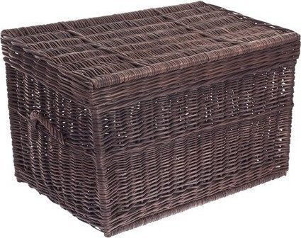 WickerPL Kufer Wiklinowy skrzynia wiklinowa z wiekiem Ciemny Brąz kosz na zabawki 70x42 H47 cm