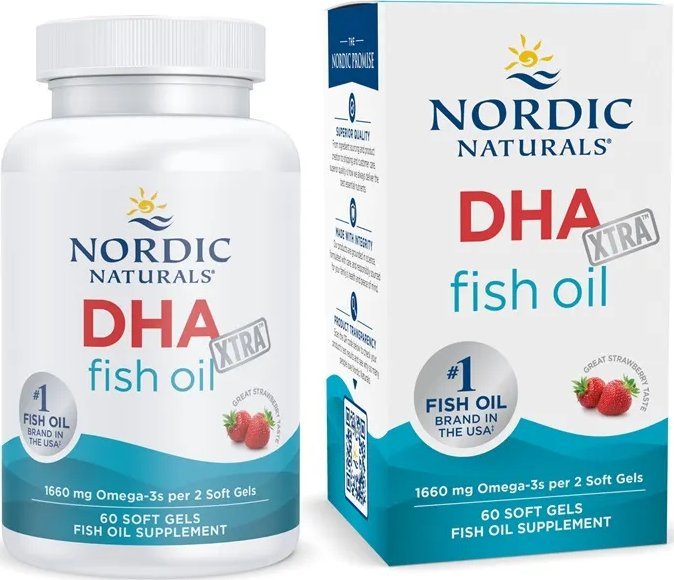 Nordic naturals - DHA Xtra, 1660mg, Truskawka, 60 kapsułek miękkich
