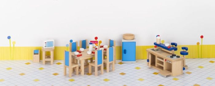 Goki Mebelki do kuchni z niebieskimi akcentami, 30 elementów (51907)