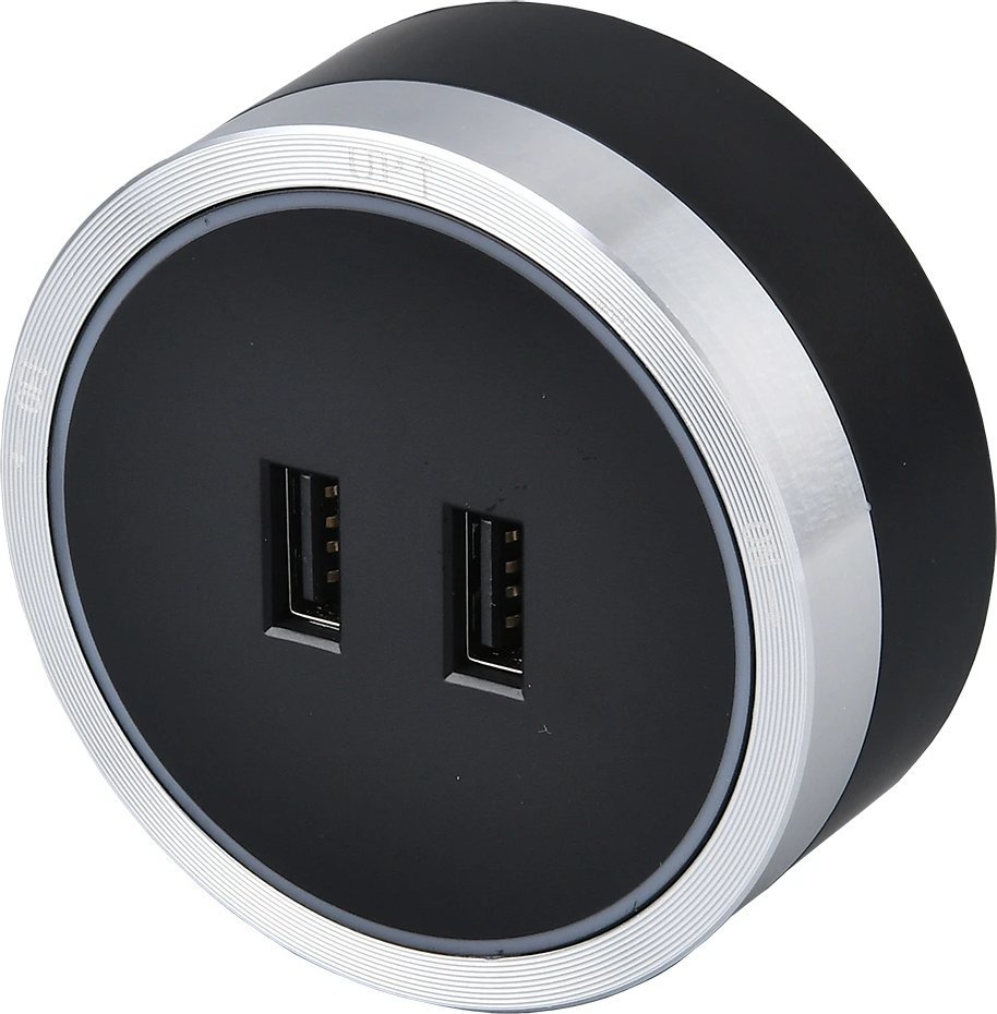 Viking zásuvkový modul A50, 2x USB-A, stříbrno-černá