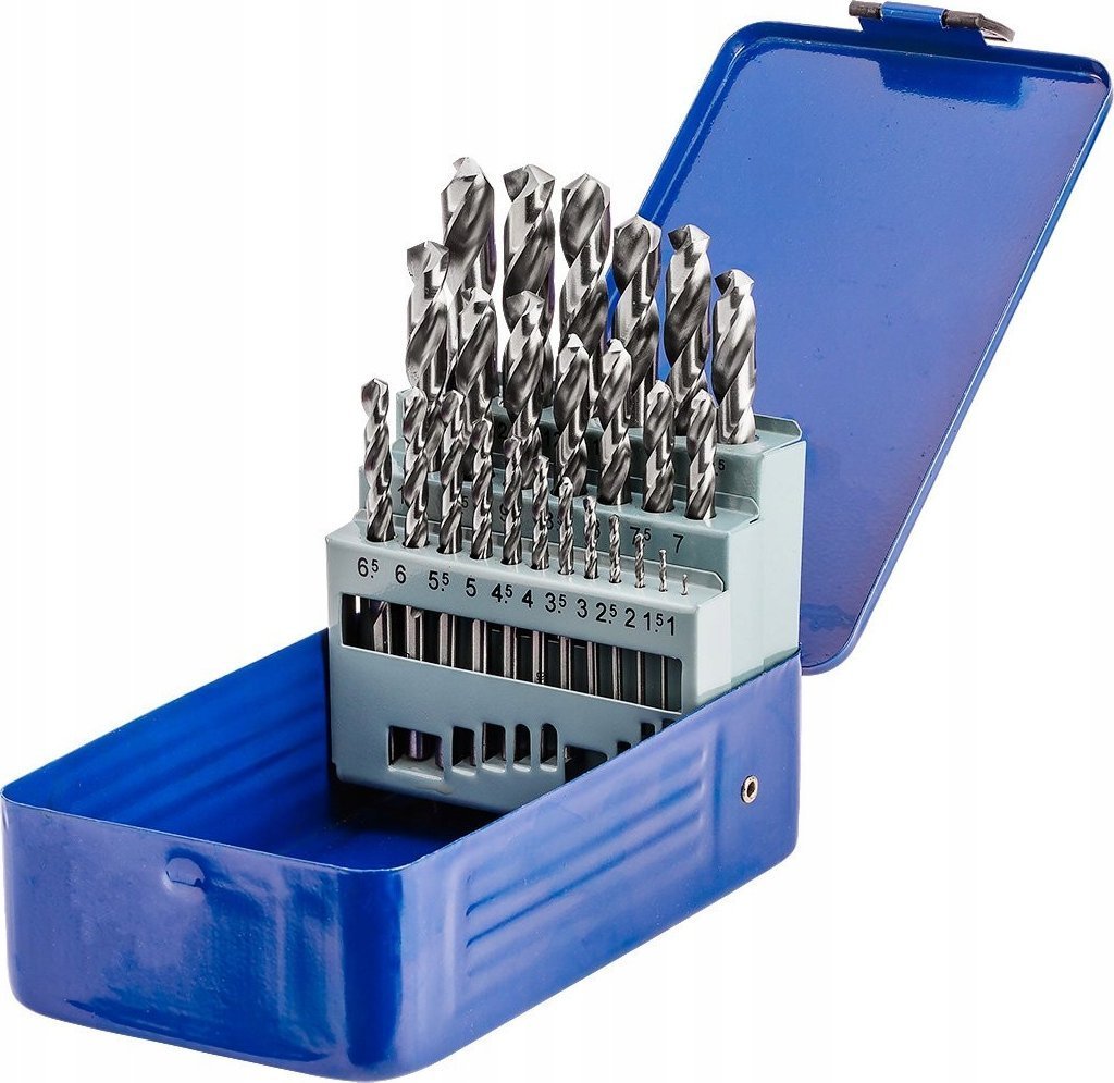 Komplet wierteł do stali i żeliwa NWKa Basic M-25, 1,0-13,0 mm, szlifowane, HSS (25 szt.)