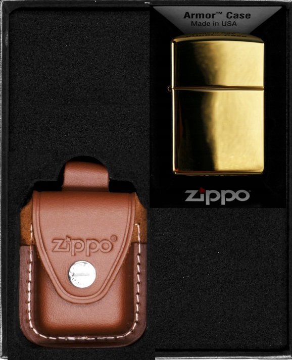 Zestaw ZIPPO Zapalniczka HIGH POLISHED BRASS ARMOR HEAVY Prezentowy No2