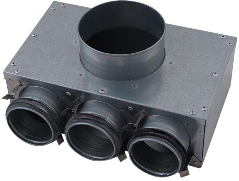 Vægboks til ventil PVWU Ø125 med 2 tilslutninger Ø76