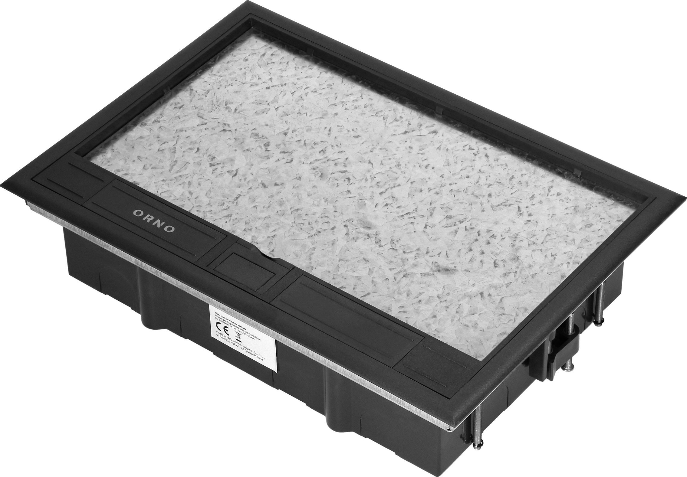 Orno Puszka podłogowa na gniazda modułowe 8 x 45x45mm lub 16 x 22,5x45mm, pokrywa: materiał własny, czarna
