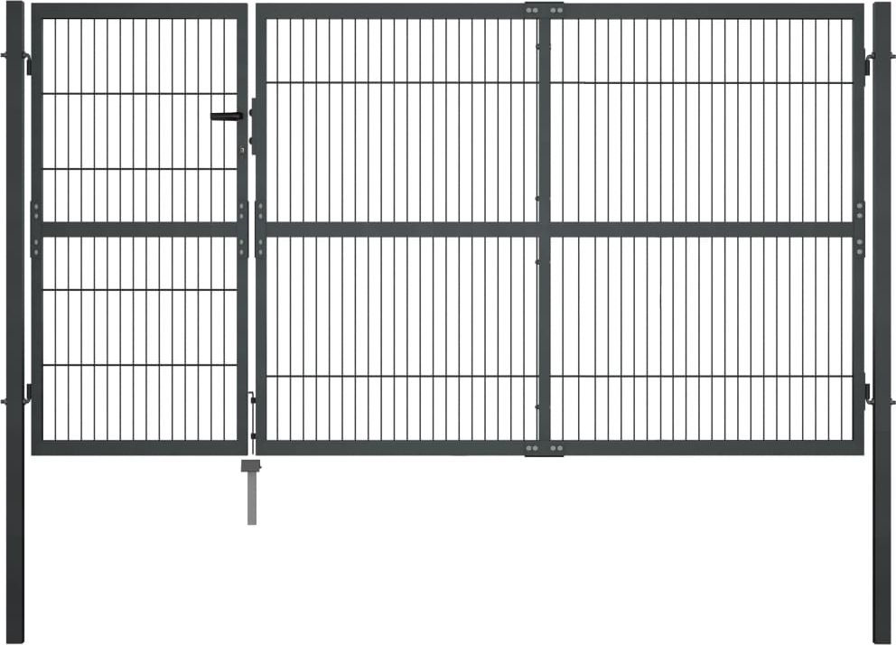 vidaXL Brama ogrodzeniowa ze słupkami, stal, 350 x 140 cm, antracytowa