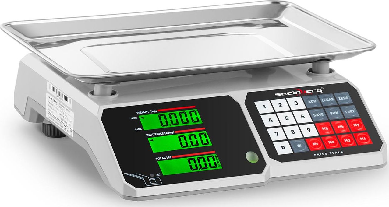 Steinberg Waga spożywcza sklepowa licząca z pamięcią i funkcją liczenia sztuk SBS-PW-301CB 30kg / 1g