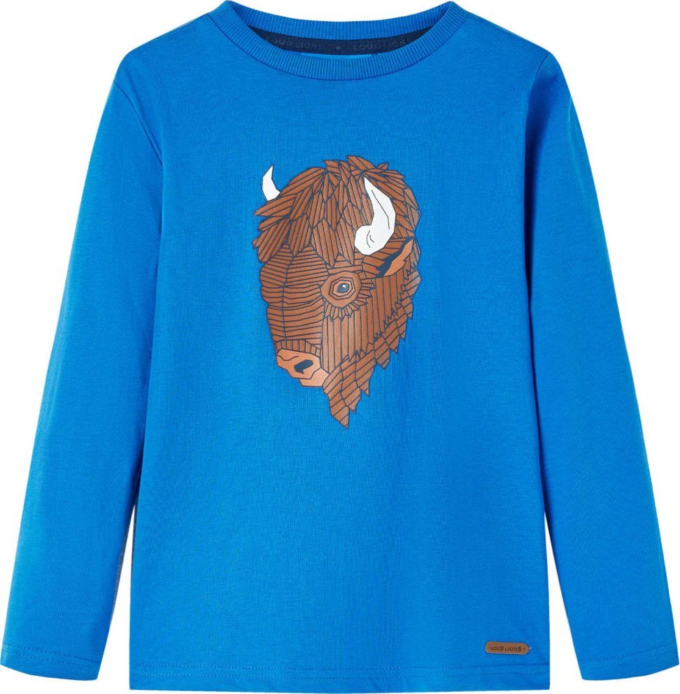 vidaXL Koszulka dziecięca z długimi rękawami, bizon, kobaltowoniebieska, 128
