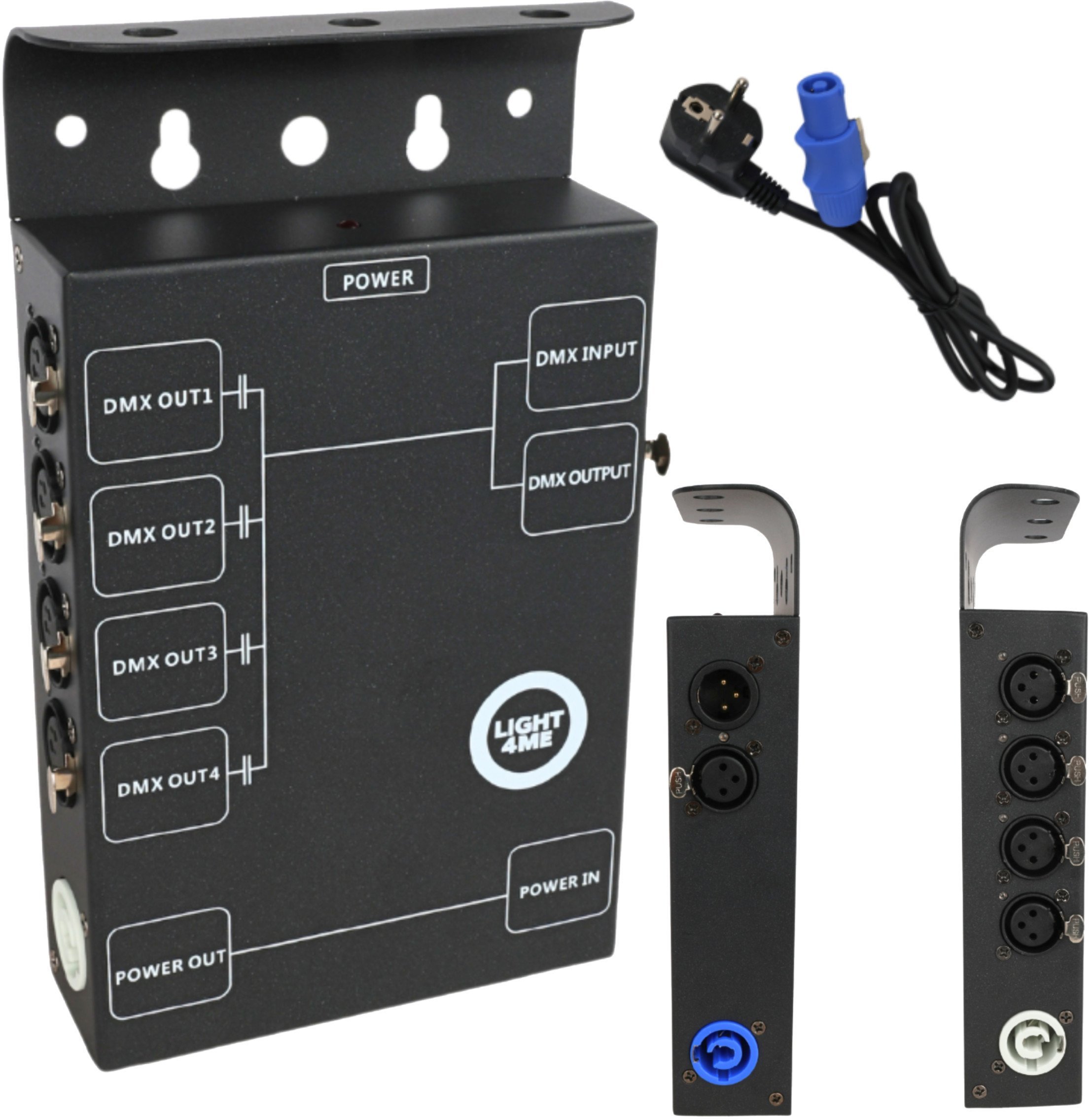 LIGHT4ME XSPLIT 4 rozdzielacz sygnału DMX splitter 4-kanałowy uchwyt montażowy