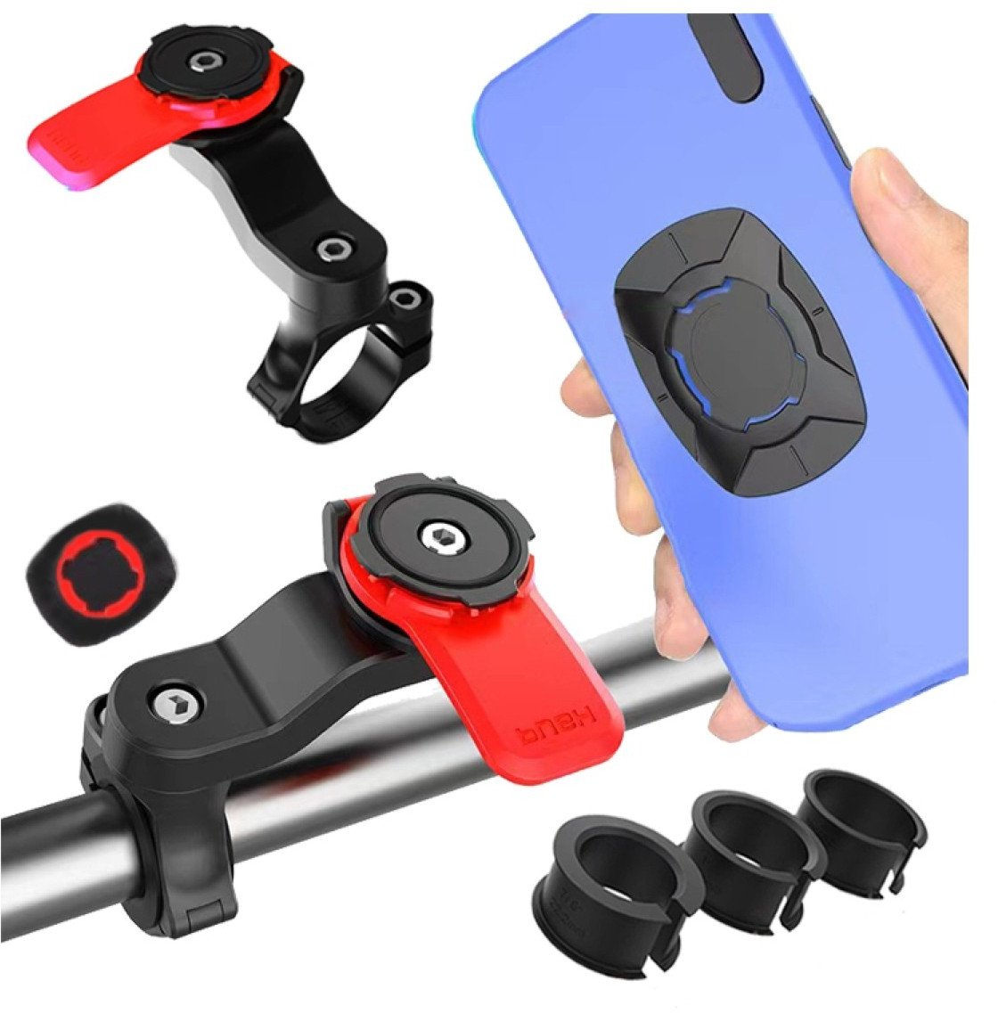 Uchwyt Rowerowy do Telefonu, na Motocykl, Hulajnogę Supero, Czarno-Czerwony