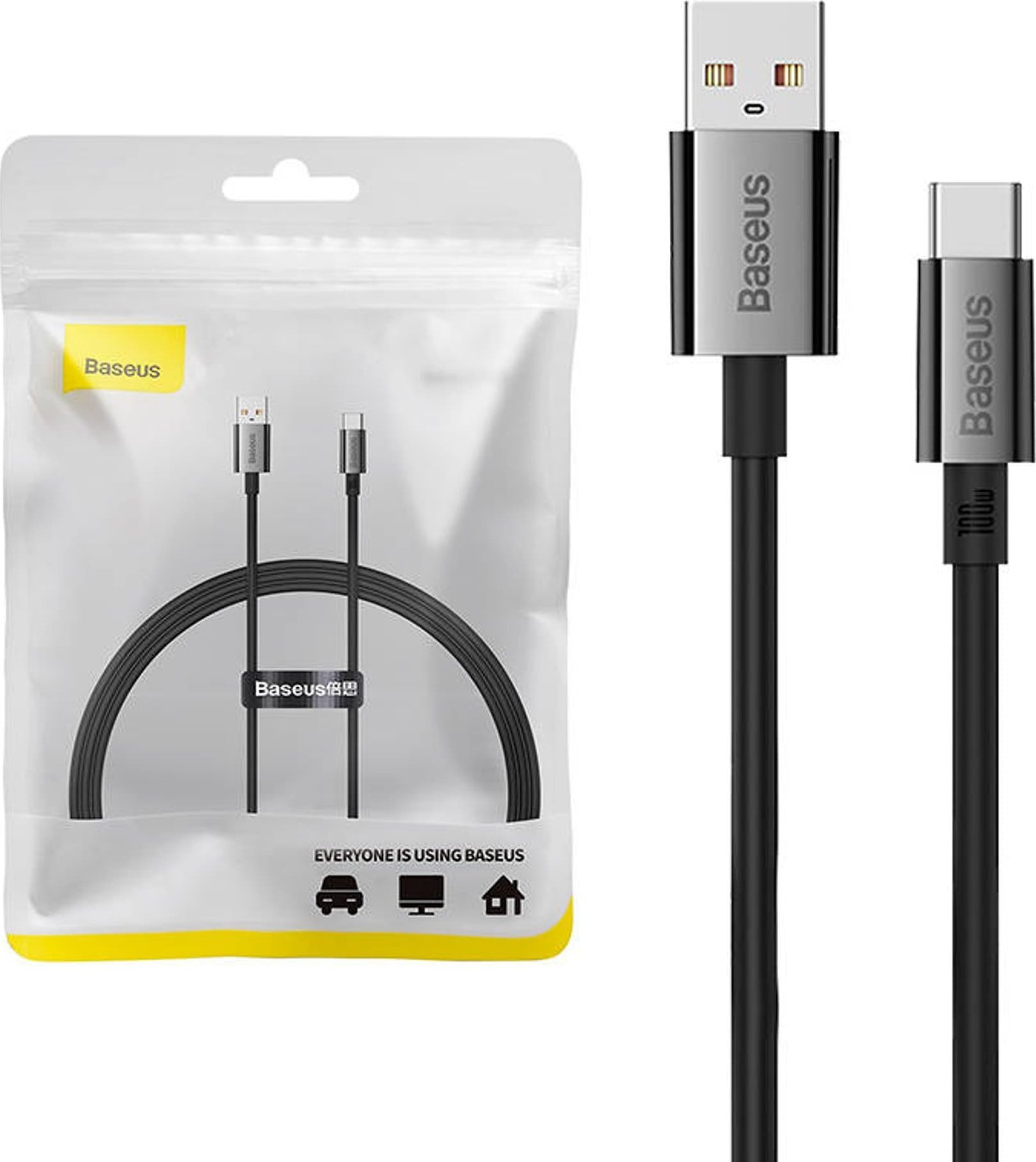 Kabel USB Baseus USB-A - USB-C 1 m Czarny (P10320102114-00)