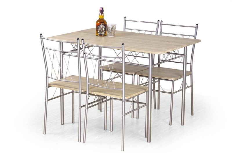 Halmar Zestaw Faust stół i 4 krzesła dąb sonoma