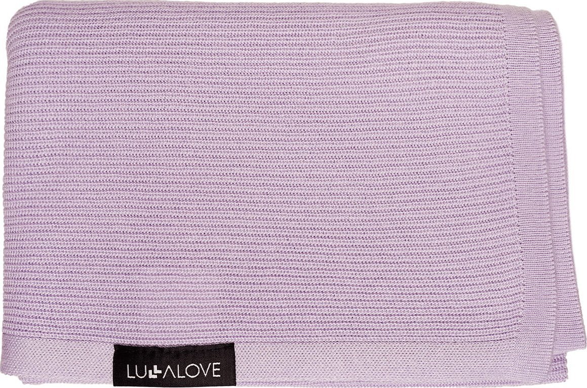 LullaLove Lekki dzianinowy kocyk 90x90cm mgiełka lawenda Lullalove