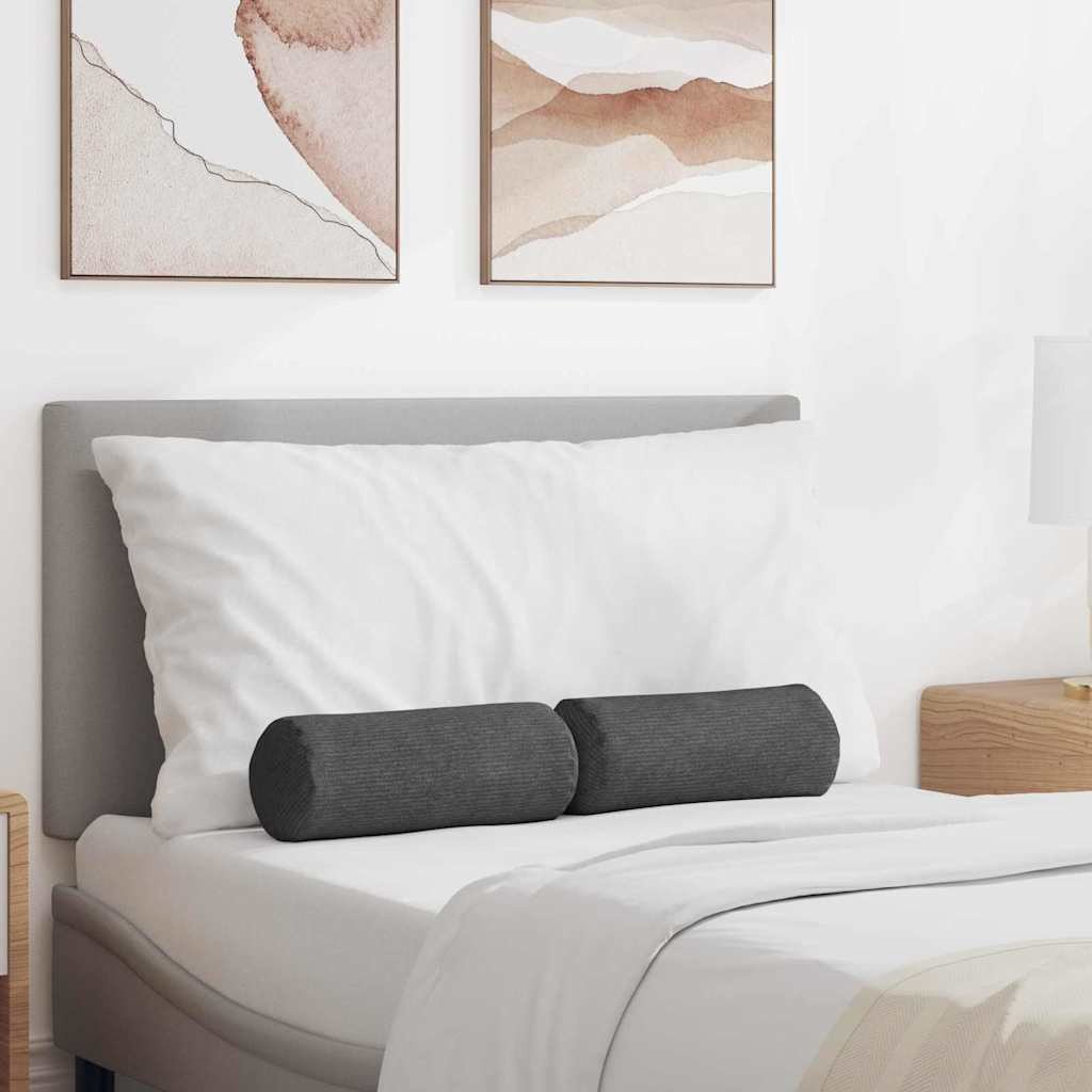 vidaXL Poduszki Wałkowe 2 pcs Ciemnoszary 15 x 40 cm