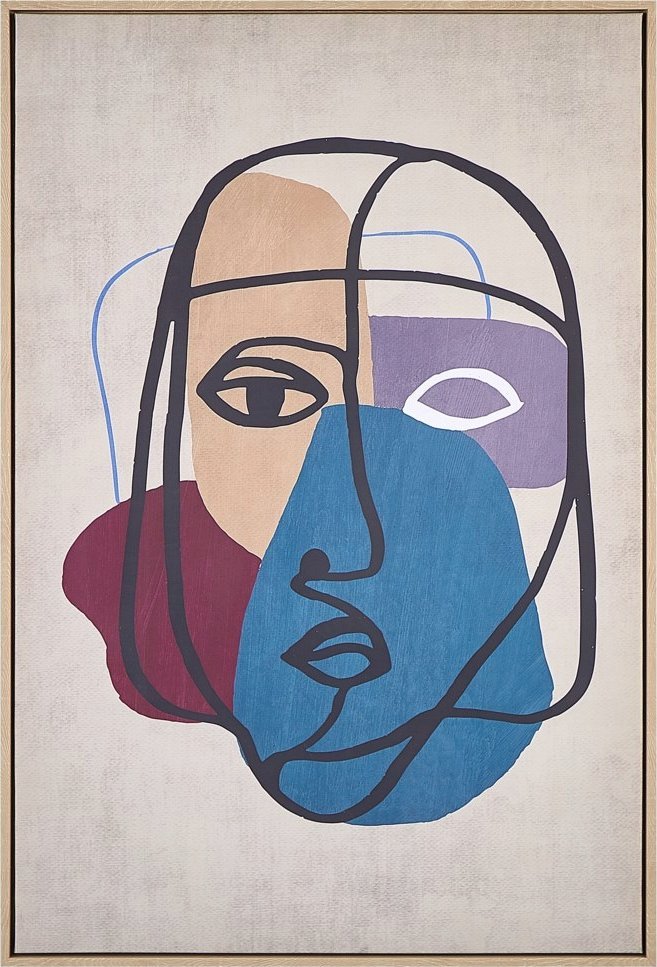 Beliani Obraz na płótnie w ramie kobieta 63 x 93 cm wielokolorowy BINETTO