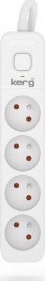 Kerg Przedłużacz KERG z wyłącznikiem-4 gniazda-biało-szary-5m-16A-H05VV-F-3x1,5mm2
