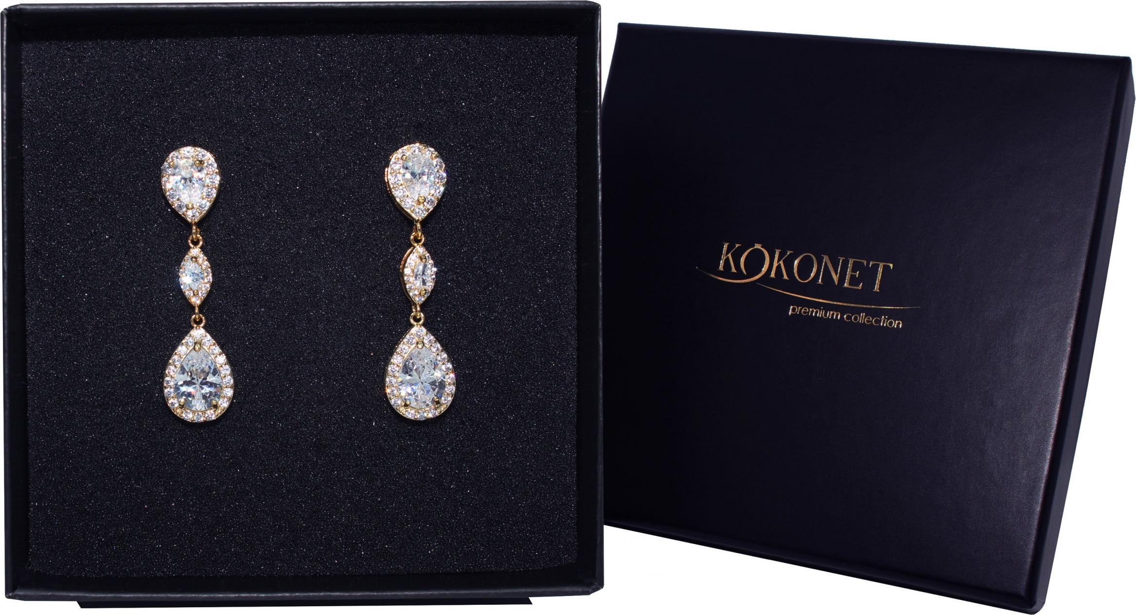 KOKONET KOLCZYKI POZŁACANE migdały błyszczą WISZĄCE klasa