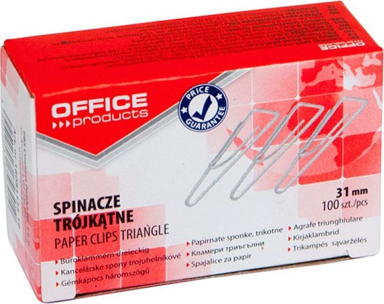 Office Products Spinacze trójkątne OFFICE PRODUCTS, 31mm, 100szt., srebrne