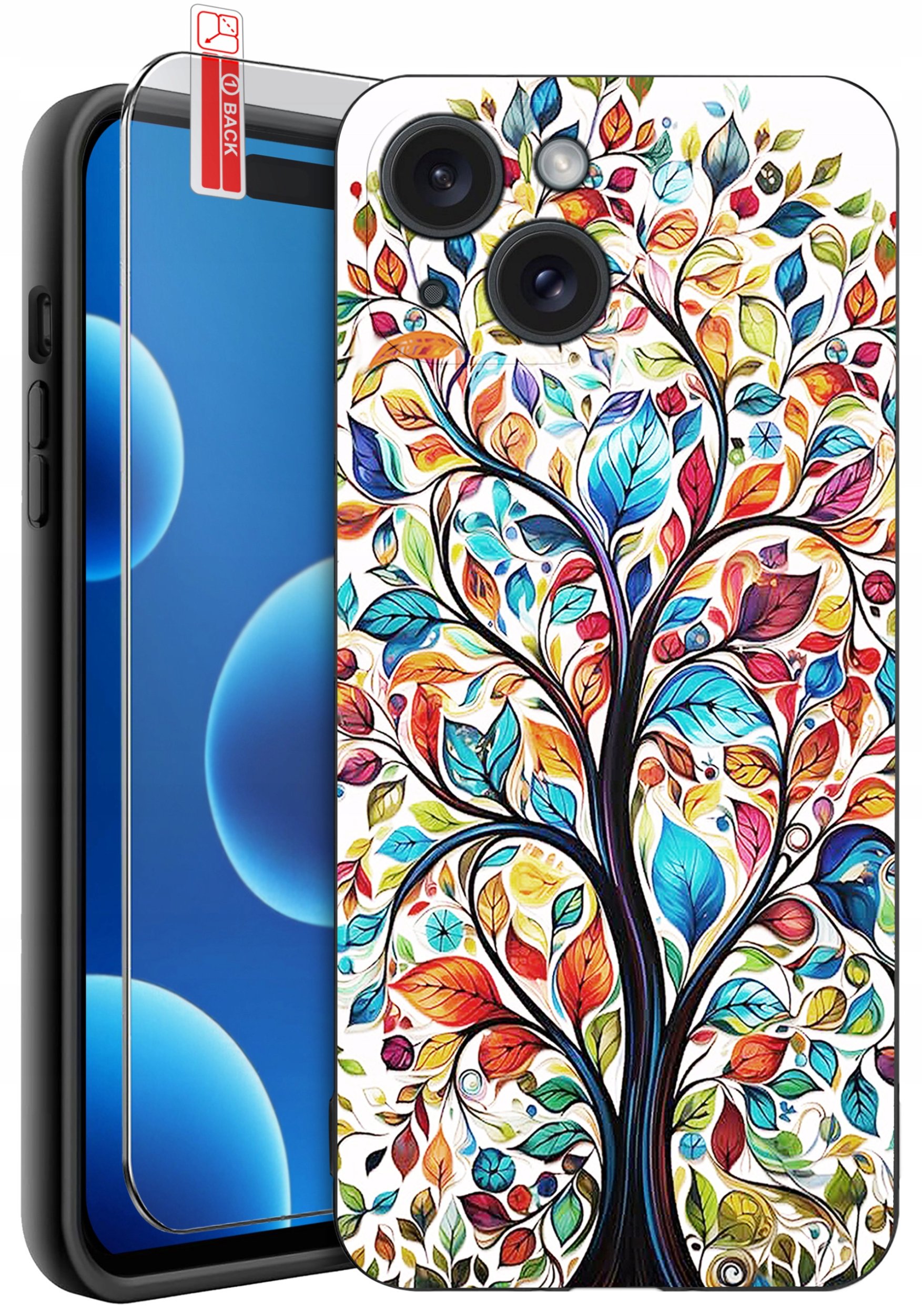 ETUI do iPhone 15 | WZORY | SILIKONOWE MATT CASE + SZKŁO 9H