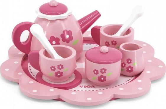 Viga Toys Zestaw Serwis do Herbaty i Kawy na Tacy 12 el.