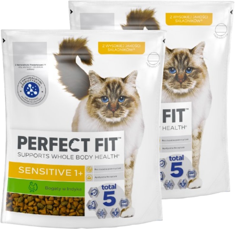 PERFECT FIT (Sensitive 1+) 2x750g Bogaty w indyka - sucha karma dla kota z wrażliwym układem trawiennym